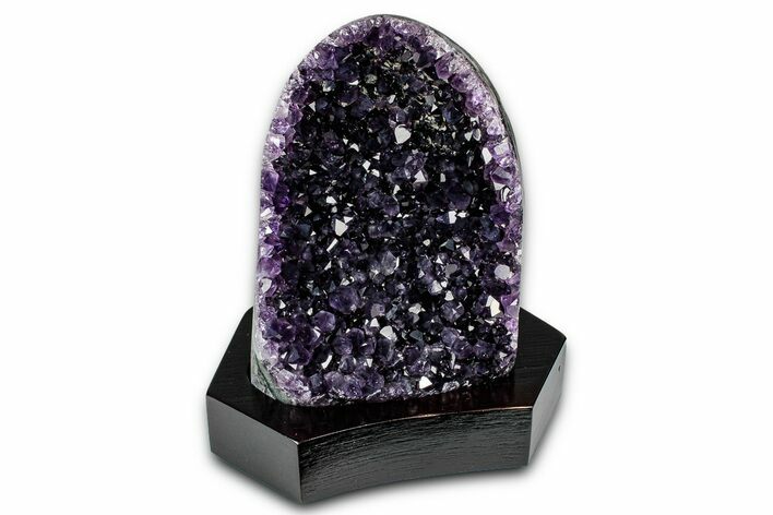 Deep Purple Amethyst Geode With Wood Base - Uruguay #342790